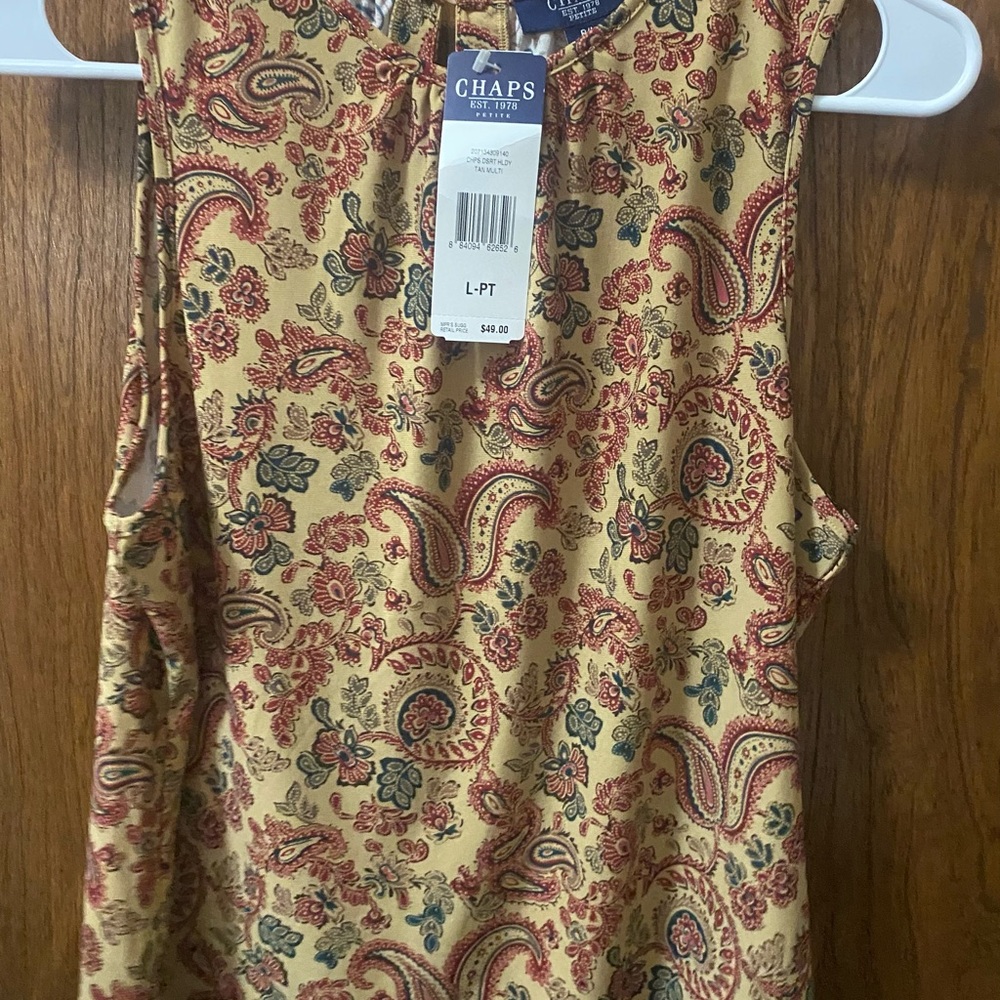 Chaps Women's Sleeveless Paisley Blouse - Cream and Red